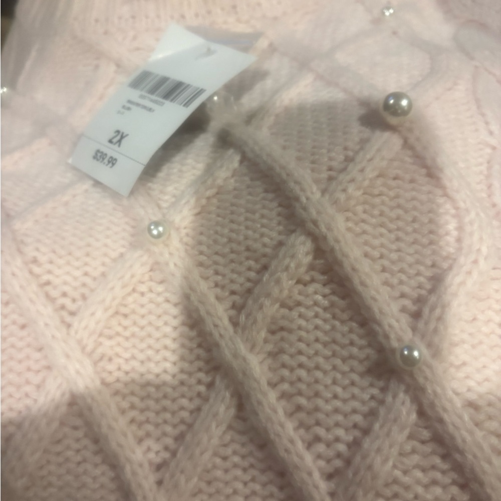 Forever 21+ Pink Pearl Embellished Sweater 2X - Picture 5 of 5